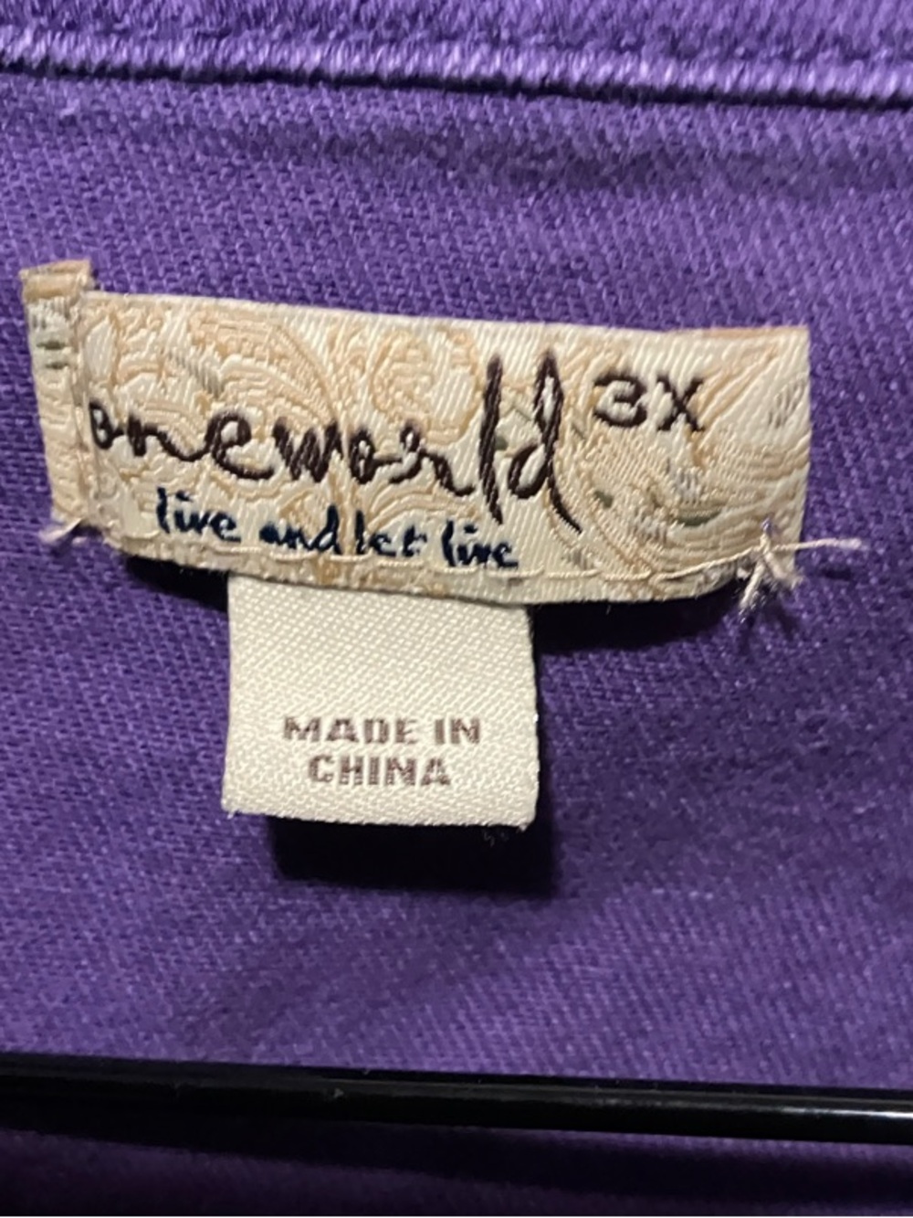 One world purple, jean jacket 3X - Picture 2 of 9